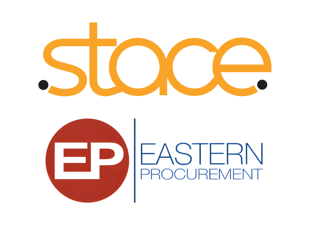 Stace logo in orange above EP Eastern Procurement logo