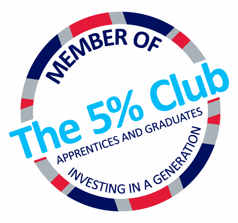 The 5% Club logo png mockup for apprentices and graduates.