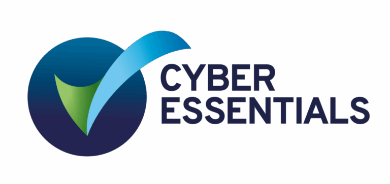 A blue and green png logo mockup saying 'Cyber Essentials'.