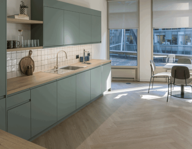 Inside of a modern kitchen in an office building