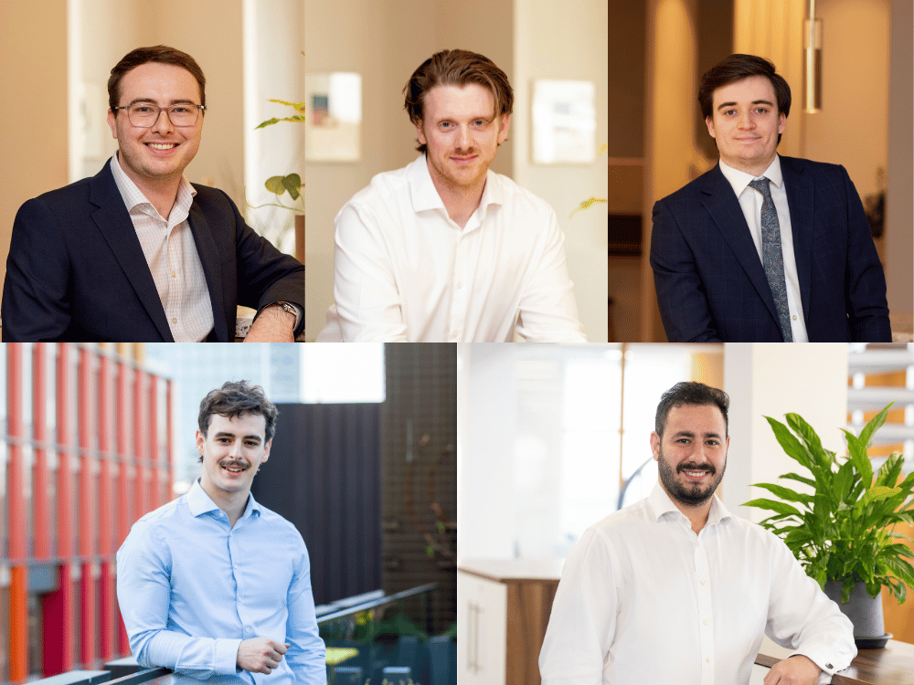 Photo collage of five individuals recently promoted at Stace.